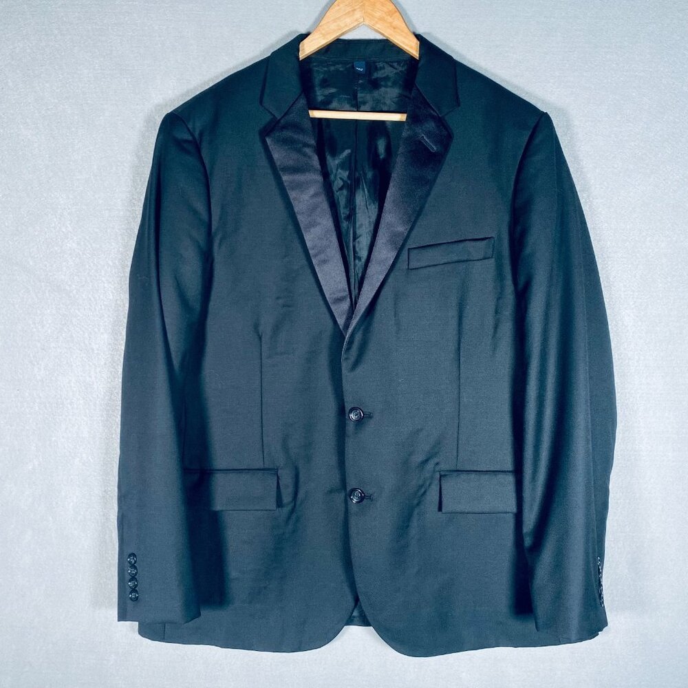 J Crew Thompson Blazer Mens 46R Black Wool Tuxedo Jacket Wedding